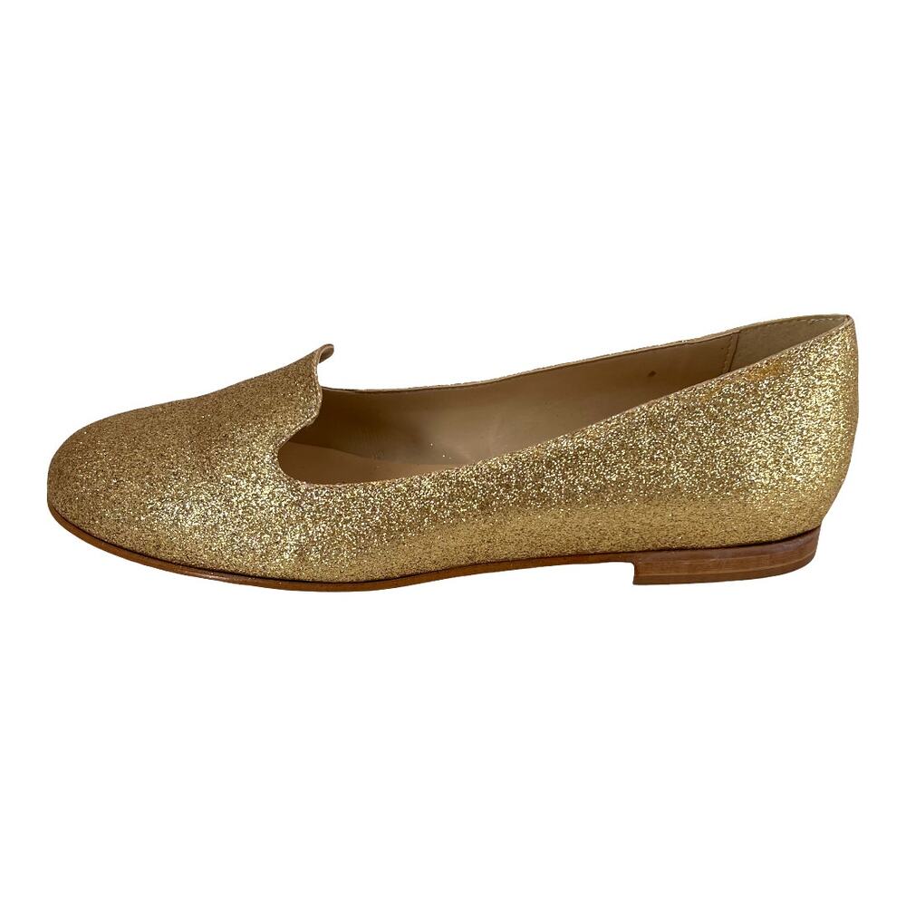 Yoox MR & MRS YUO Italy Loafers Flats Gold Glitter Women's Size 7.5 New